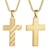 Stainless Steel Inspirational Bible Verse American Flag Pendant Necklace for Men
