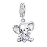 Sterling Silver 12 Months Birthstone Elephant Bead Charms