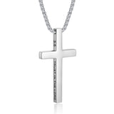 Stainless Steel Cross Pendant Necklace for Men With Engraved