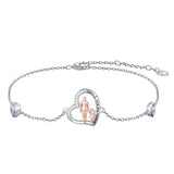 Sterling Silver 12 Birthstones Father Daughter Bracelet Gift for Daughter