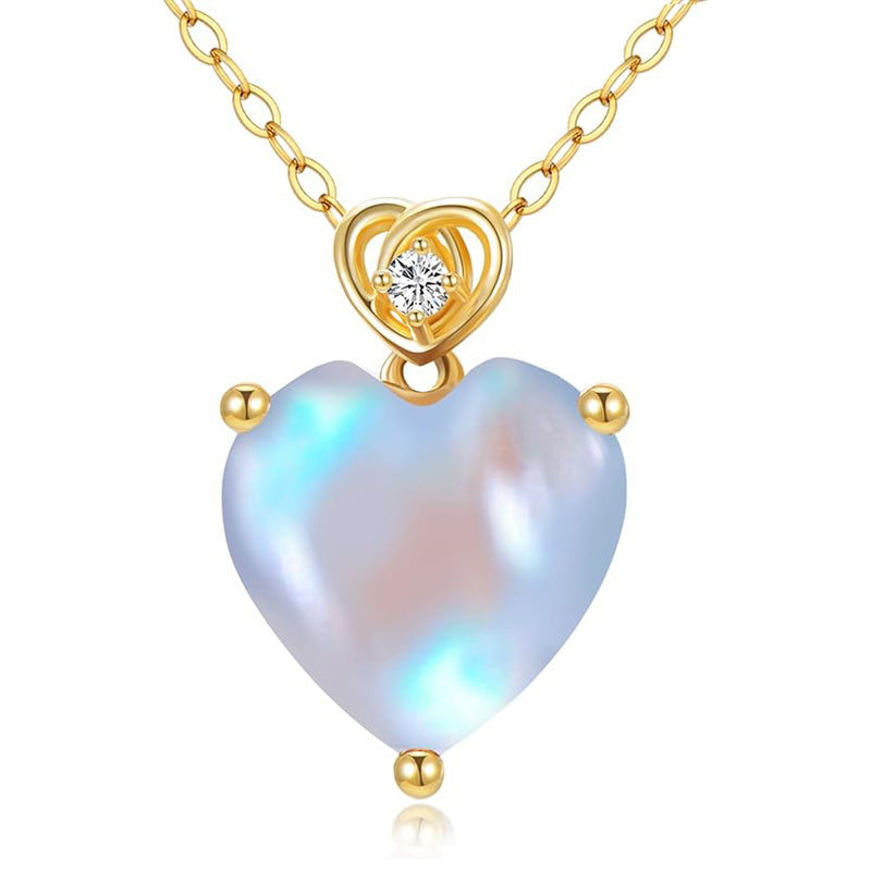 14K Gold 3 Carat Heart-cut Birthstone Pendant Necklace