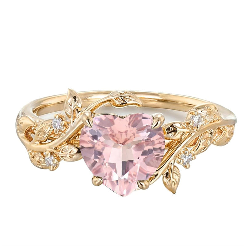 Sterling Silver 10K 14K 18K Solid Gold Heart Gemstone Vintage Engagement Ring Wedding Promise Anniversary Ring