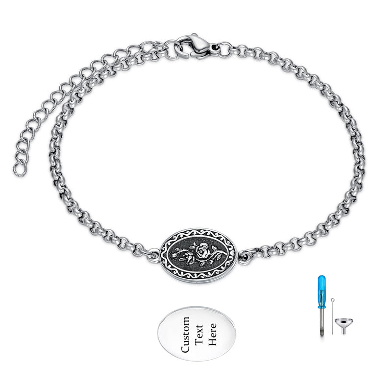 Sterling Silver 12-Month Birth Flower Urn Bracelet for Ashes