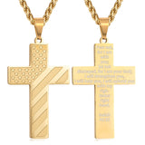 Stainless Steel Personalized Engraved American Flag Cross Pendant Necklace