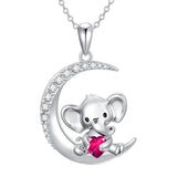Sterling Silver Birthstone Elephant Pendant Necklace