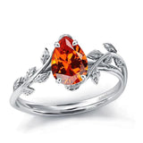 Sterling Silver Pear Birthstone  Leaf Promise Ring for Her