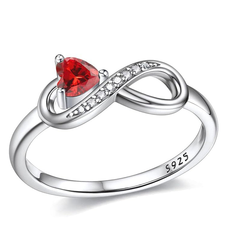 Sterling Silver Birthstone Heart Infinity Promise Ring