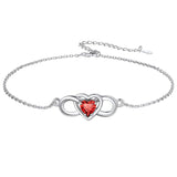 Sterling Silver Endless Love Symbol Birthstone Single Layer Anklet