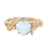 Sterling Silver 10K 14K 18K Solid Gold Heart Gemstone Vintage Engagement Ring Wedding Promise Anniversary Ring