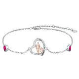 Sterling Silver 12 Birthstones Father Daughter Bracelet Gift for Daughter