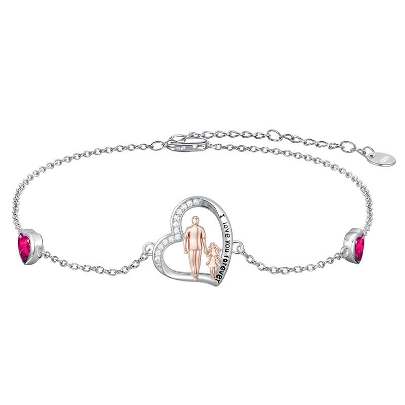 Sterling Silver 12 Birthstones Father Daughter Bracelet Gift for Daughter