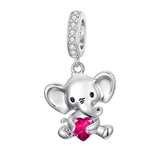 Sterling Silver 12 Months Birthstone Elephant Bead Charms