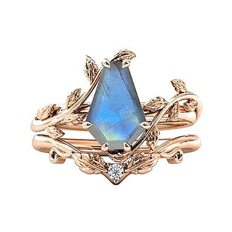 Sterling Silver Coffin Shap Vintage Gemstone Set Engagement Ring