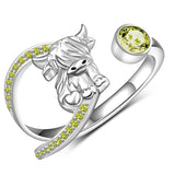 Sterling Silver Birthstone AdjustableHighland Cow Ring