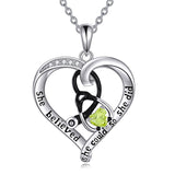 10K 14K 18K Gold Birthstone Caduceus & Stethoscope Pendant Necklace