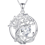Sterling Silver Heart Birthstone Tree of Life Pendant Necklace