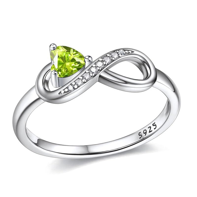 Sterling Silver Birthstone Heart Infinity Promise Ring