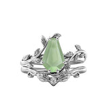 Sterling Silver Coffin Shap Vintage Gemstone Set Engagement Ring