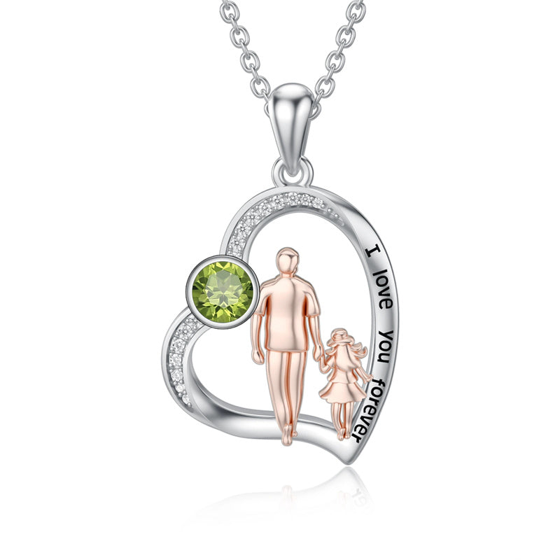 Sterling Silver Father Daughter Heart Pendant Necklace from Dad Gift for Daughter