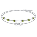 Sterling Silver Birthstone Infinity Multi-layered Anklet