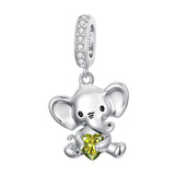 Sterling Silver 12 Months Birthstone Elephant Bead Charms