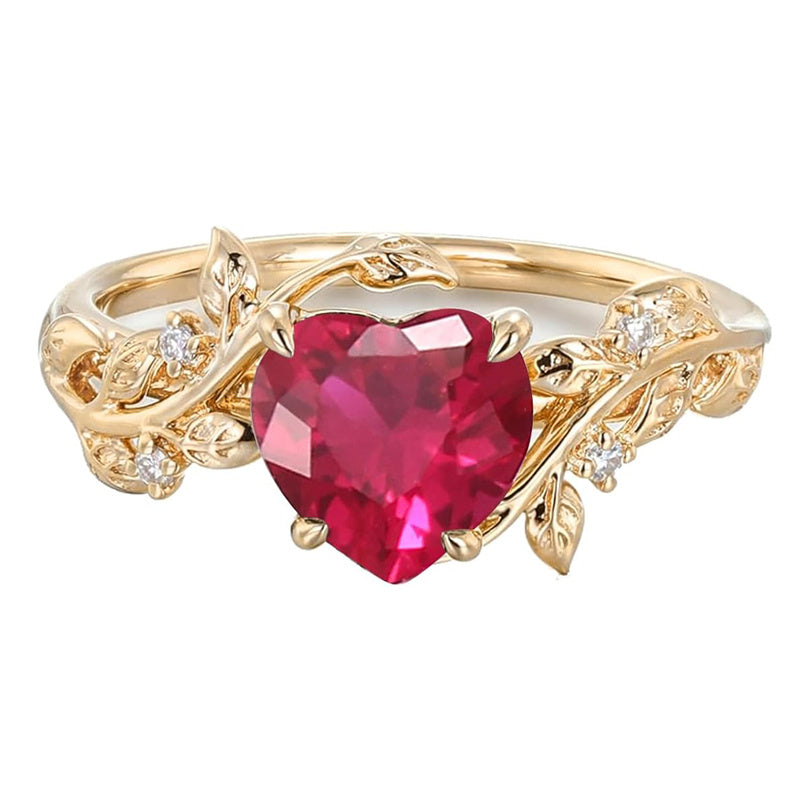 Sterling Silver 10K 14K 18K Solid Gold Heart Gemstone Vintage Engagement Ring Wedding Promise Anniversary Ring