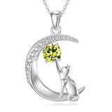 Sterling Silver Birthstone Cat Dog Monkey Pendant Necklace