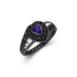Sterling Silver Personalized Birthstone & Engraved Class Ring Graduation Ring for Women
