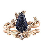 Sterling Silver Coffin Shap Vintage Gemstone Set Engagement Ring