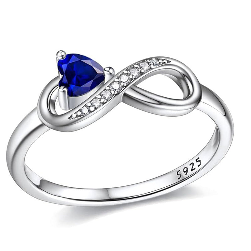 Sterling Silver Birthstone Heart Infinity Promise Ring