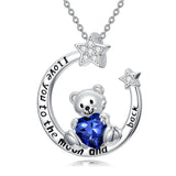 Sterling Silver Birthstone Teddy Bear Pendant Necklace