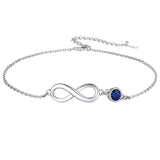 Sterling Silver Endless Love Symbol Birthstone Single Layer Anklet