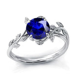 Sterling Silver Round Birthstone  Leaf Promise Ring for Her