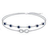 Sterling Silver Birthstone Infinity Multi-layered Anklet