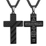 Stainless Steel Personalized Engraved American Flag Cross Pendant Necklace