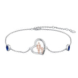 Sterling Silver 12 Birthstones Father Daughter Bracelet Gift for Daughter