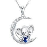 Sterling Silver Birthstone Elephant Pendant Necklace