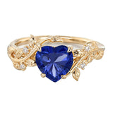 Sterling Silver 10K 14K 18K Solid Gold Heart Gemstone Vintage Engagement Ring Wedding Promise Anniversary Ring