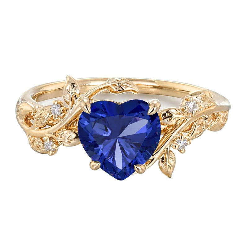 Sterling Silver 10K 14K 18K Solid Gold Heart Gemstone Vintage Engagement Ring Wedding Promise Anniversary Ring