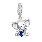 Sterling Silver 12 Months Birthstone Elephant Bead Charms