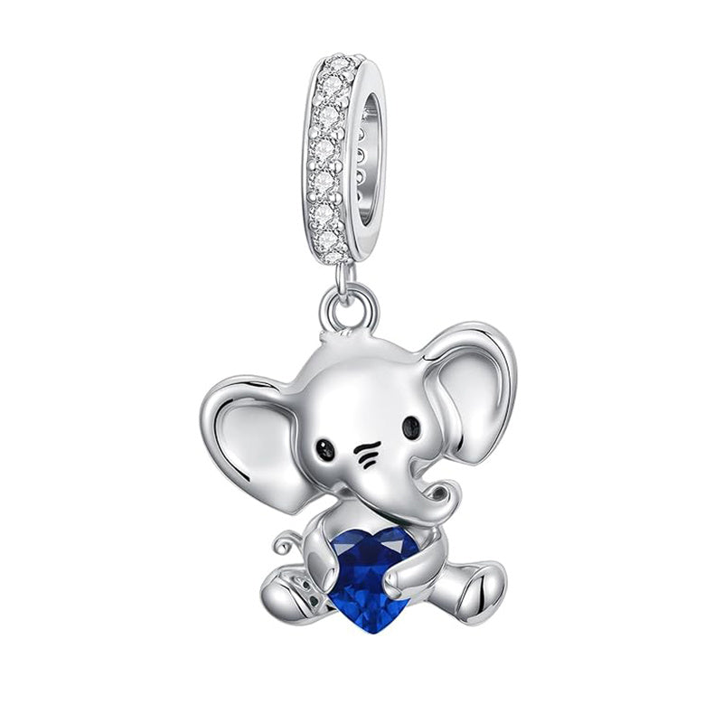 Sterling Silver 12 Months Birthstone Elephant Bead Charms