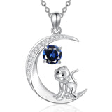 Sterling Silver Birthstone Cat Dog Monkey Pendant Necklace
