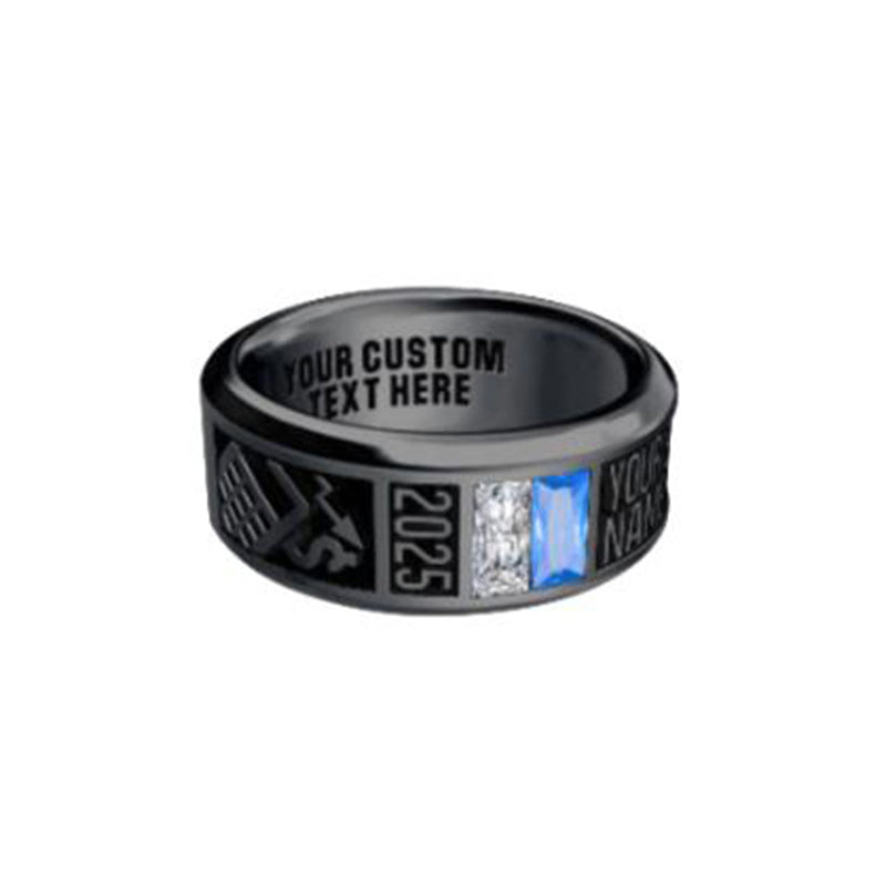 Sterling Silver Personalized 2 Birthstone Engraved 2025 Class Ring