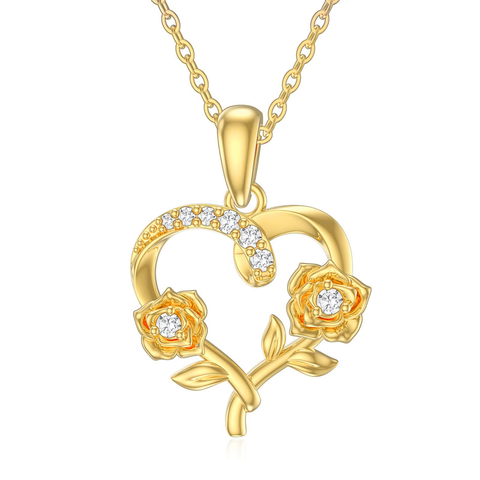 14k Gold Birth Flower Pendant Necklace