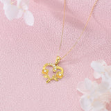 14k Gold Birth Flower Pendant Necklace