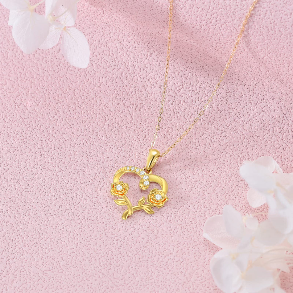 14k Gold Birth Flower Pendant Necklace