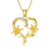 14k Gold Birth Flower Pendant Necklace