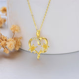 14k Gold Birth Flower Pendant Necklace