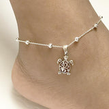 Sterling Silver Personalized Filigree Turtle Orca Whale Single Layer Anklet Bracelet