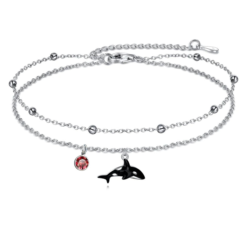 Sterling Silver Personalized Filigree Turtle Orca Whale Single Layer Anklet Bracelet